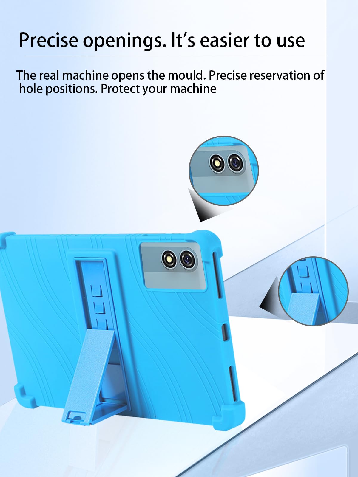 Funda para tablet HISORL T901 Android 15, de 10 pulgadas, silicona suave, ajustable, ligera, apta para niños, azul cielo.
