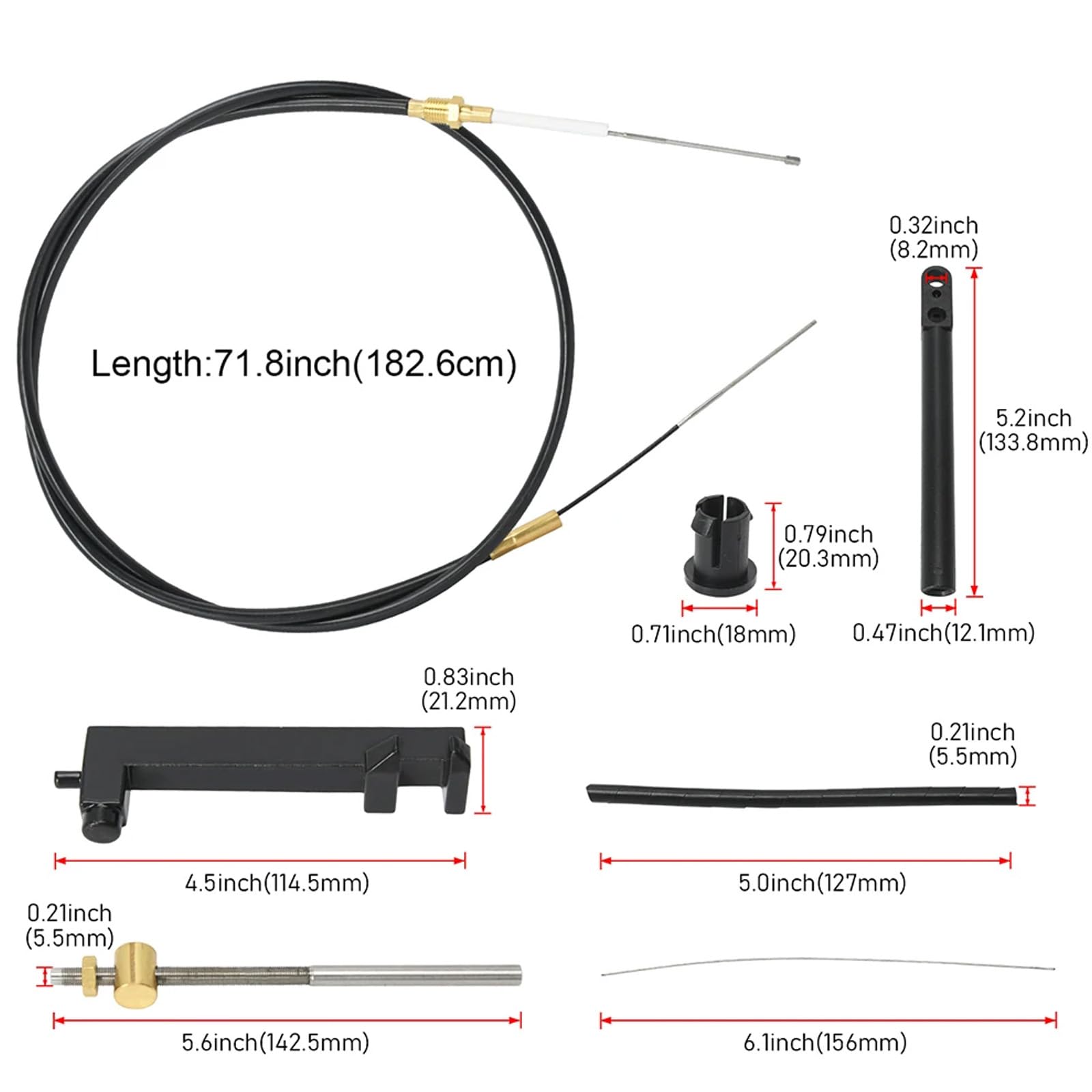 Juego de Cables de Cambio Impermeables de Repuesto, Accesorios para Yates 865436A02 19543A10 19543A8 para Motores OMC BRP, reemplazo de Cable Restringido para Barcos
