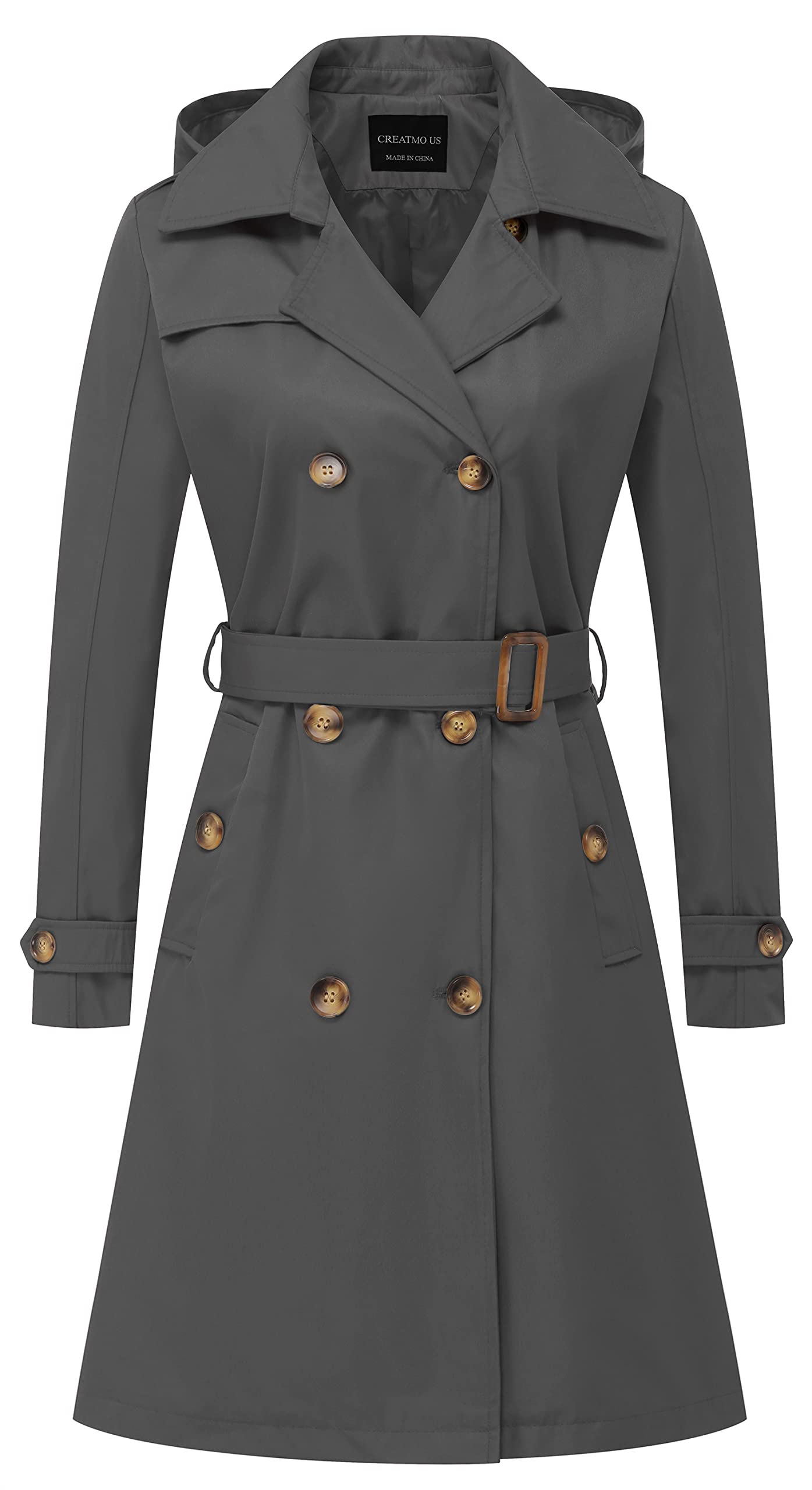 CREATMO US Women's Long Trench Coat