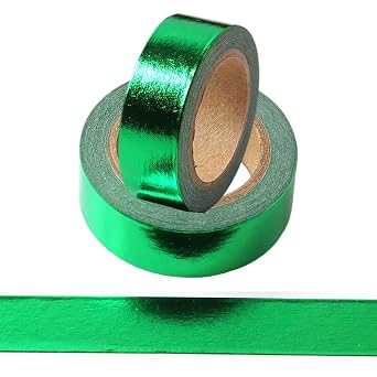 Foil Washi Tape,2 Rolls 5/8" x 393 inches15mm*10M Washi Tape, Masking Tape Craft Supplies Tape for Scrapbooking DIY Craft DecorativeFoil Washi Green