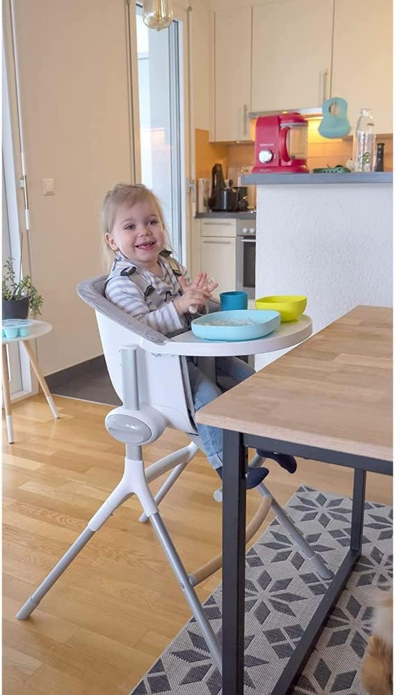 BÉABA Vaso/Taza de aprendisaje para Niños/Bebés, 100% Silicona, Material suave y muy resistente, Apto para microondas, azul