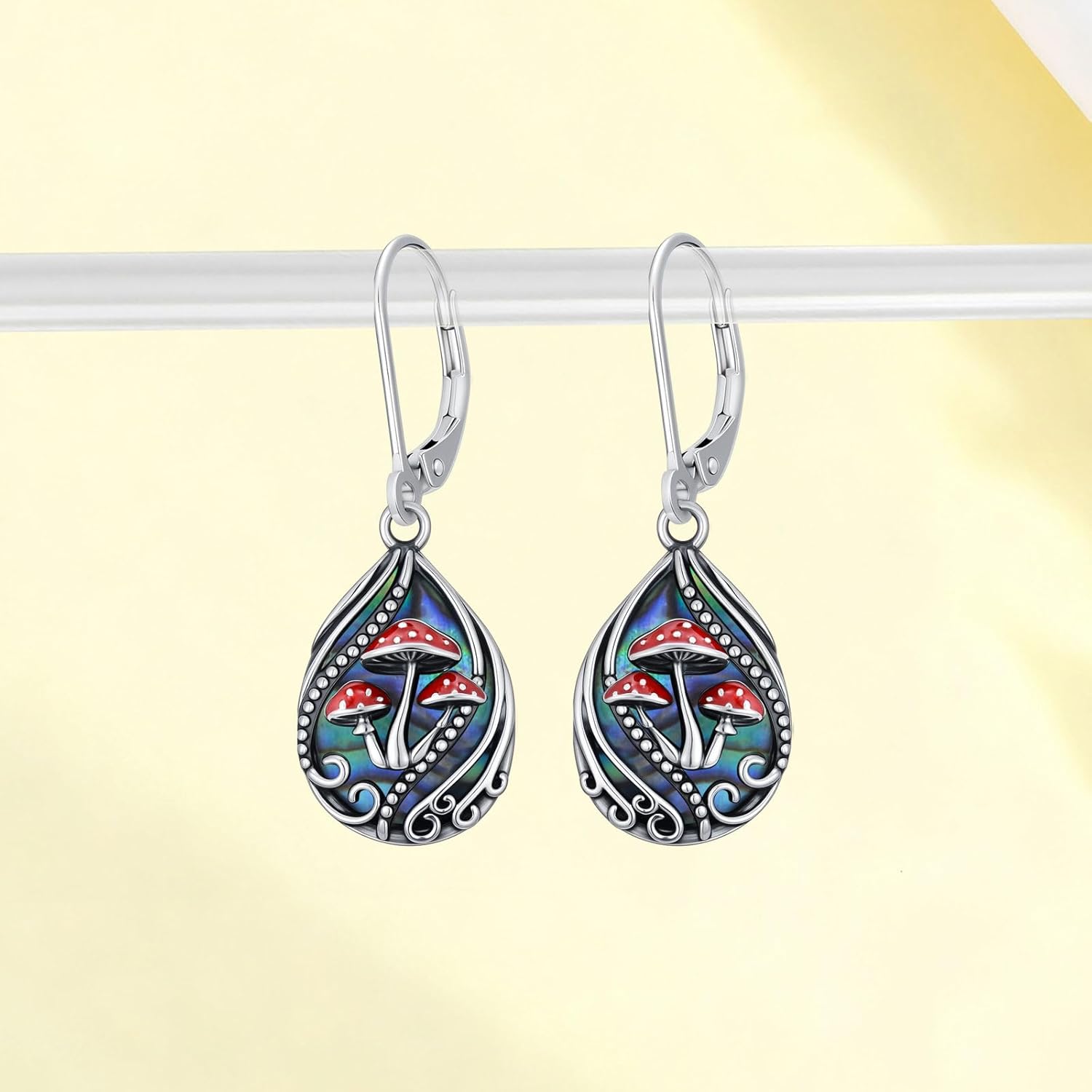 Animal Earrings 925 Sterling Silver Abalone Shell Dangle Drop Earrings Leverback Earrings Cute Animal Jewelry Gifts for Women Girlfriend - Image 5