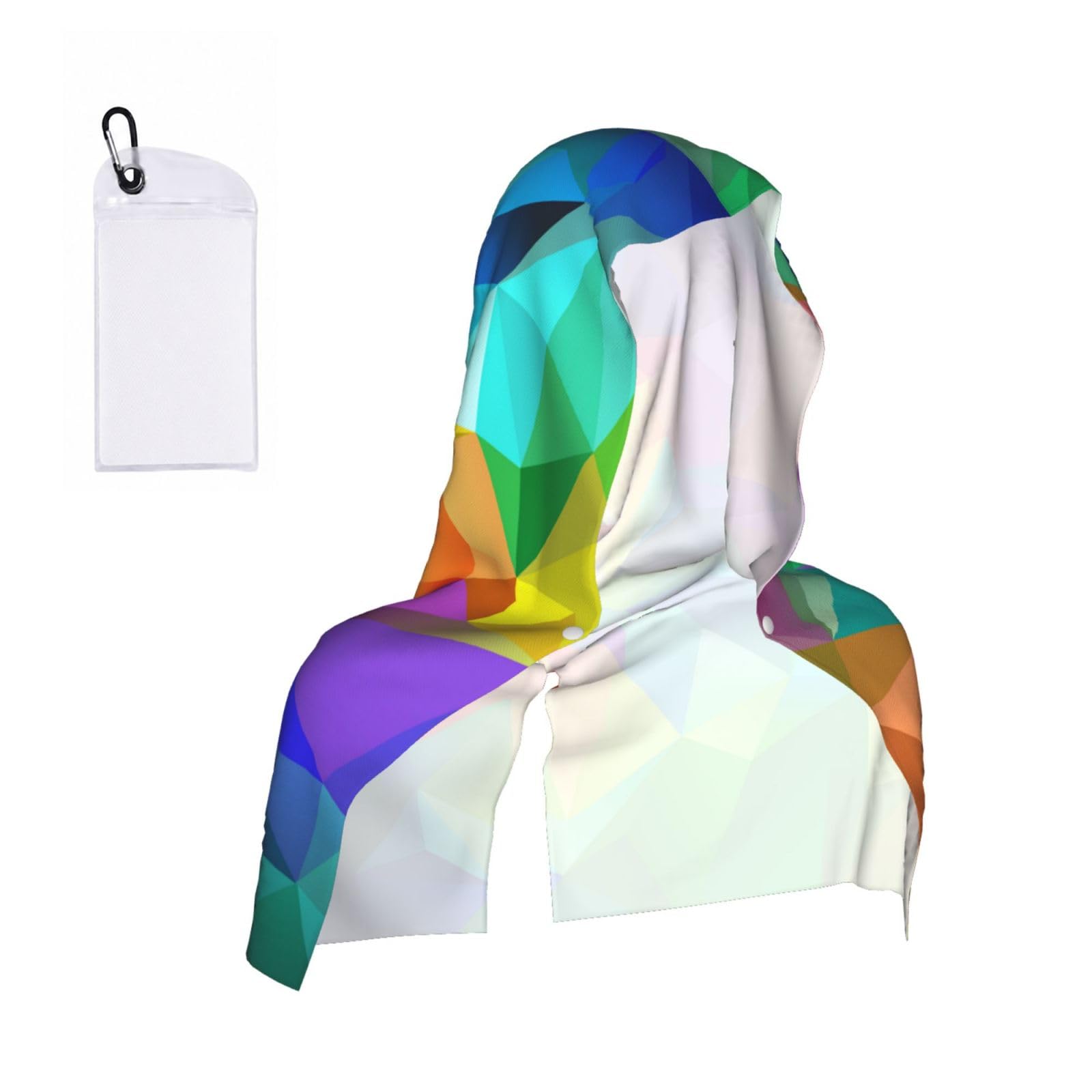 Esnaiuvcd Black Rainbow Geometric Print Multifunctional Cooling Hoodie Bandana Portable Sweat Absorbing Design For Beach Workouts Exercise Heat Relief Accessories