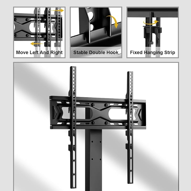 WKWKER Floor TV Stand for 27-65 inch LED Screen Adjustable TV Stand with Mount Swivel Floor Televisions Stand with Tempered Glass Base for Corner Bedroom Living Room Max VESA 400x400mm image 6