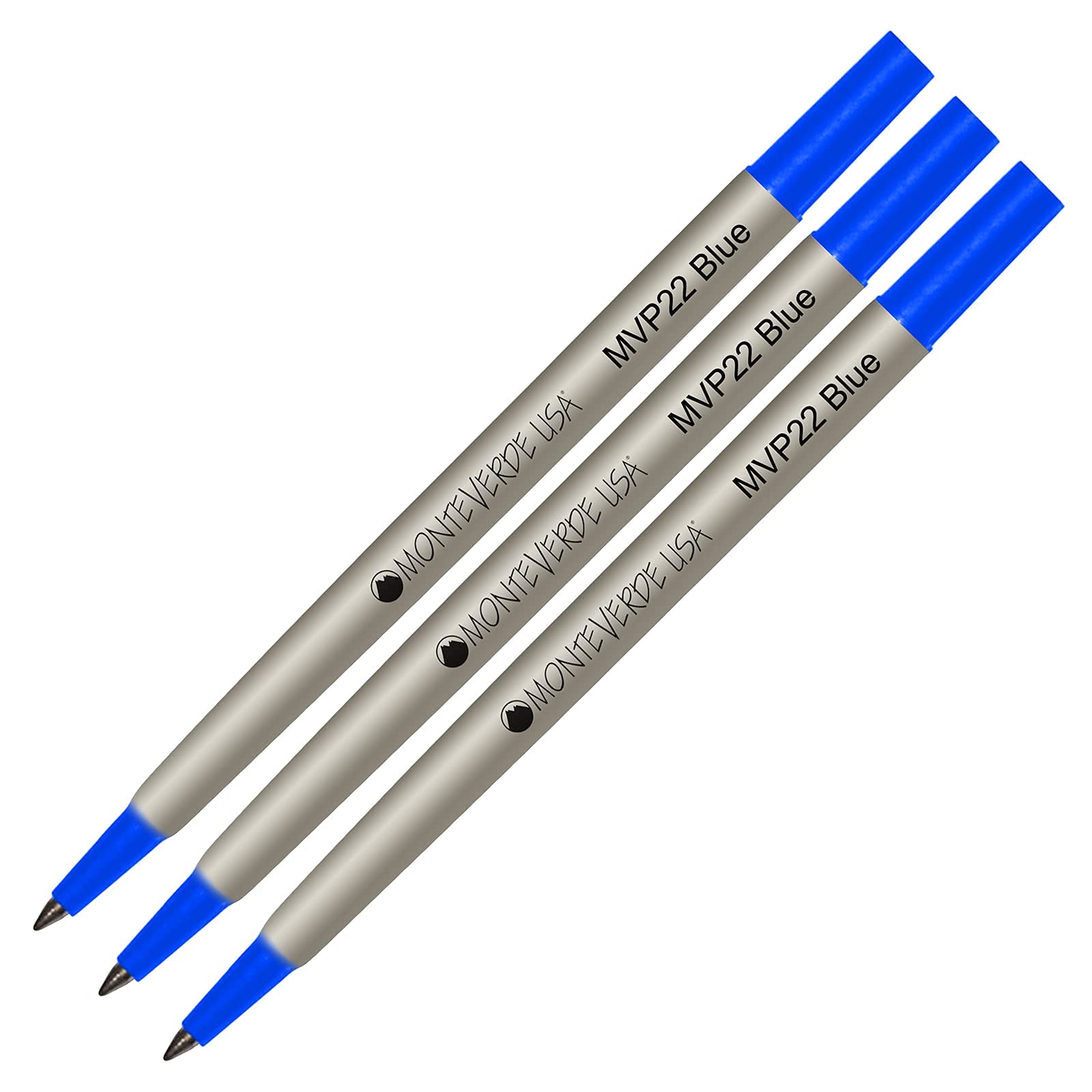 Lanier PensCombo Pack - 3 Pack - Monteverde® Rollerball P22 Paste Ink Refill Compatible with Most Parker® Style Rollerball - Blue (Fine Tip 0.6mm)