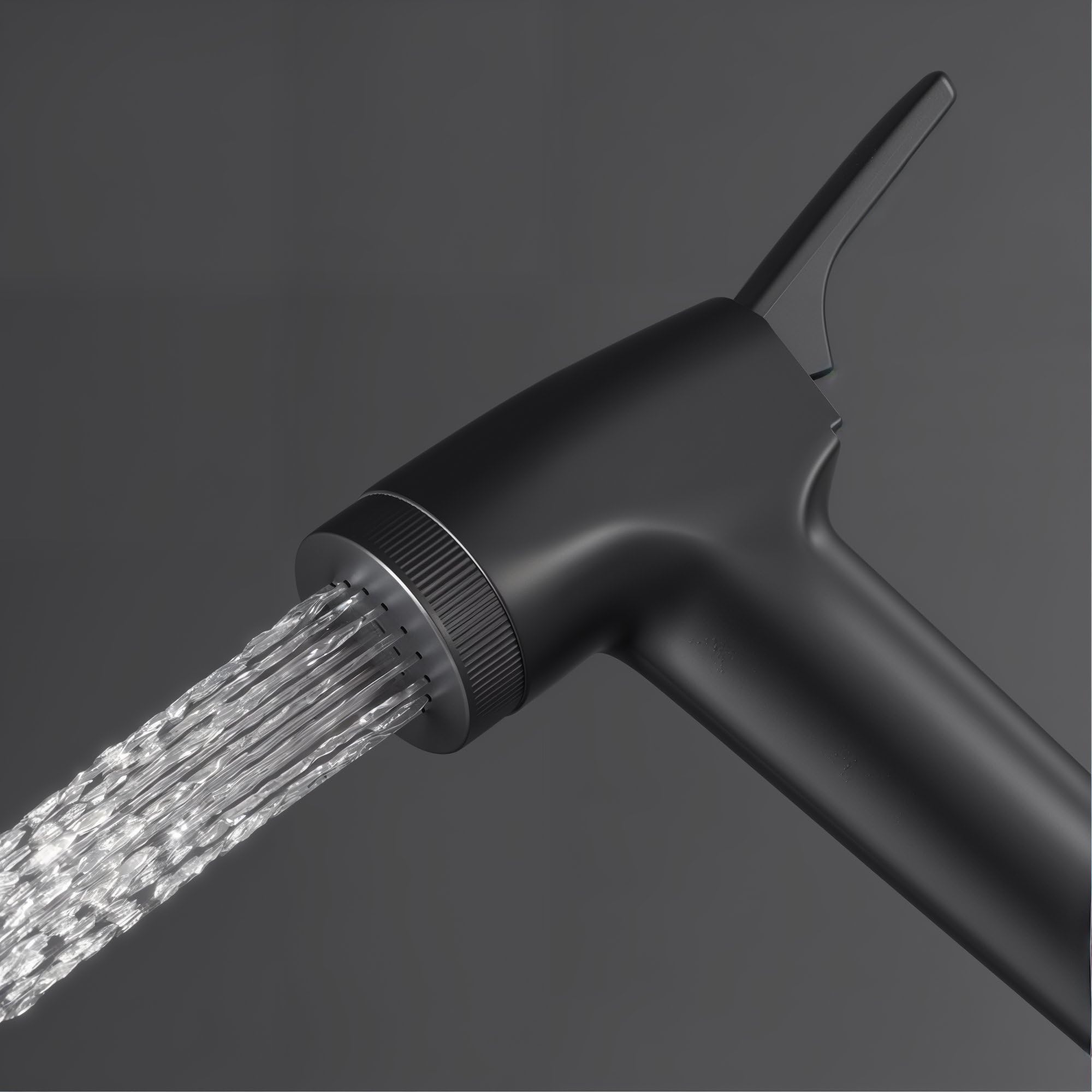 SOHO Douchette WC/Bidet Design Noir Mat – Kit Complet en Laiton Massif avec Robinet d’Arrêt Intégré, Support Mural et Flexible Métallique 120 cm – Utilisation Eau Froide