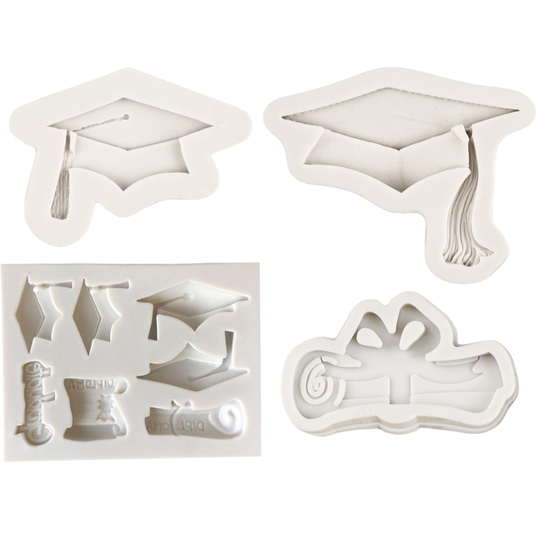 Molde de chocolate de graduación de silicona para toppers de cupcake y fiestas