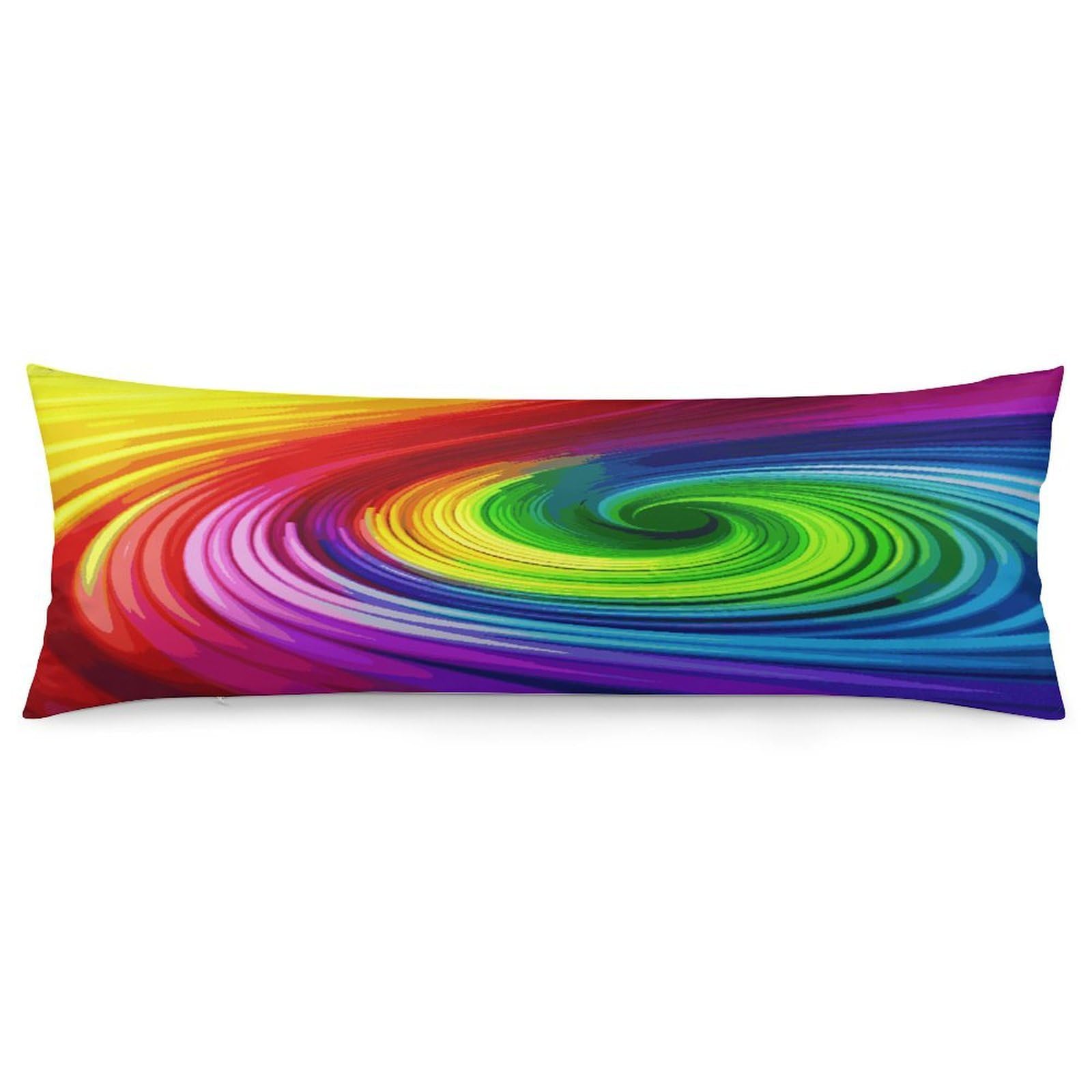 Rainbow Spiral Pillowcase Decorative Long Body Pillow Case Soft Breathable Body Pillow Cover Modern Large Pillowcase Cute Body Pillow Pillowcases for Bedroom Couch 18.9 X 53 Inch