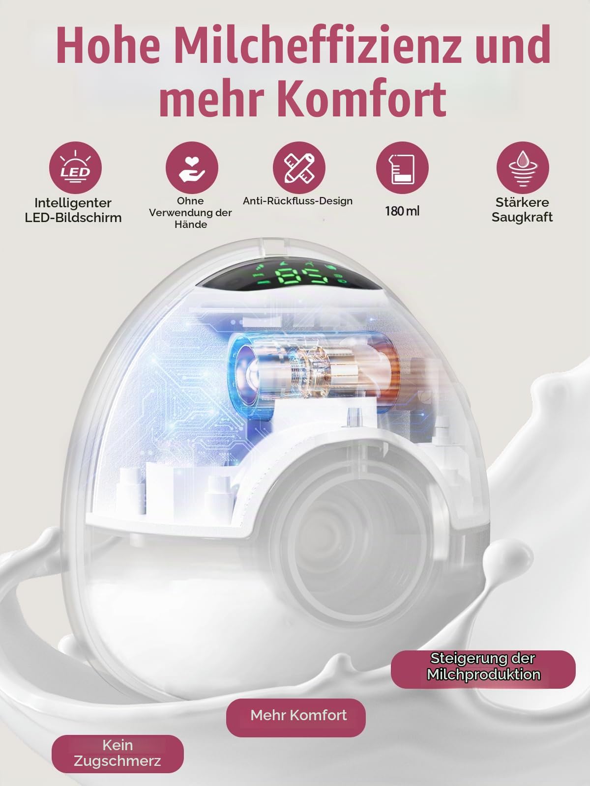 Lulia Elektrische Handsfreie Milchpumpe, 1 Stück