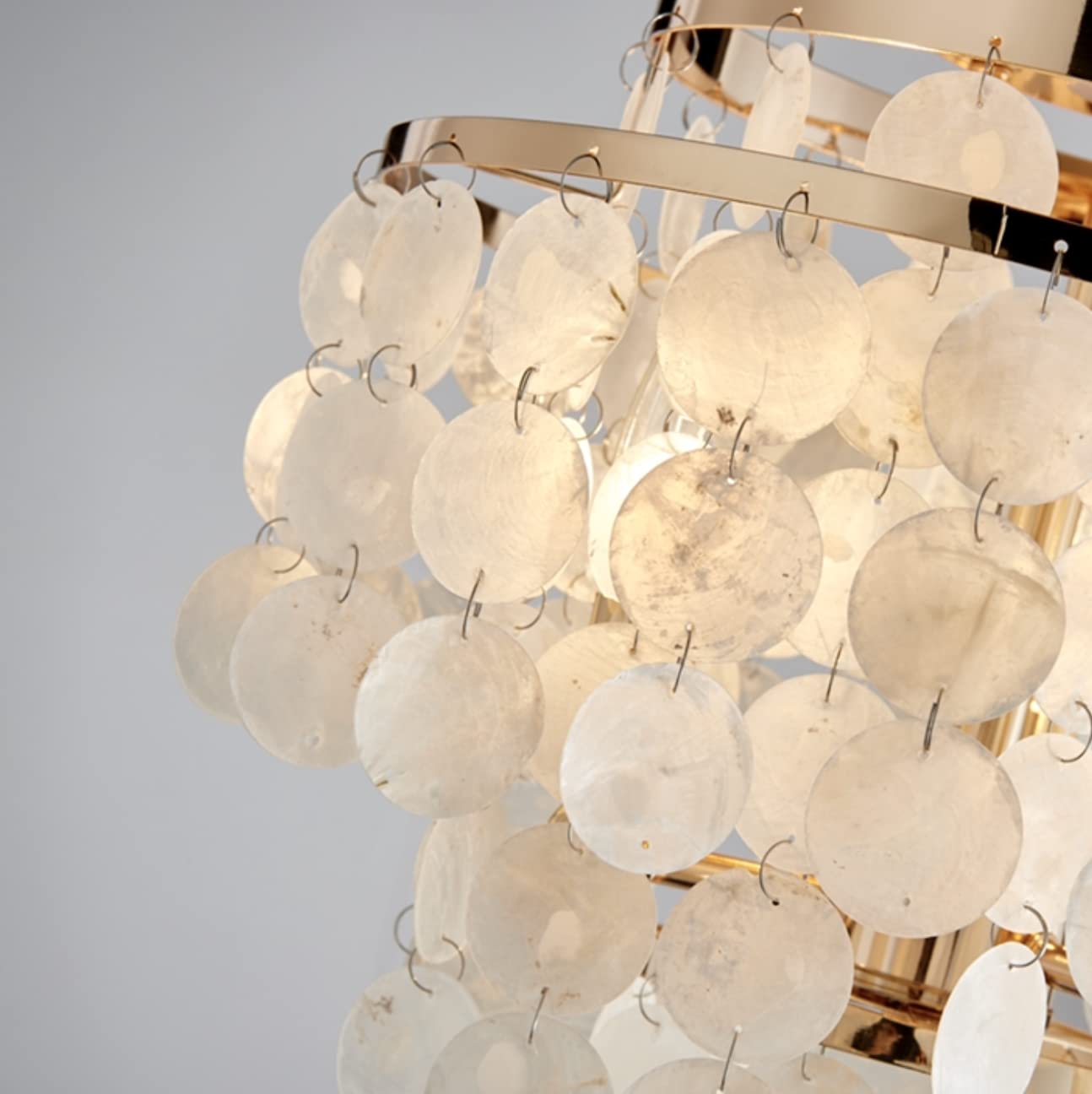 Saint Mossi Capiz - Lámpara de techo, estilo costero, perfecta para sala de estar, dormitorio, comedor, 33 cm de profundidad x 38 cm, 3 luces, acabado dorado brillante