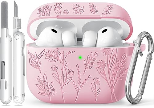 Miniatura 19 de Funda para Airpods Pro 3, Fundas con Grabado de Flores para Apple AirPods Pro de 3ª Generación 2025, Funda de Silicona Suave para Hombres y Mujeres