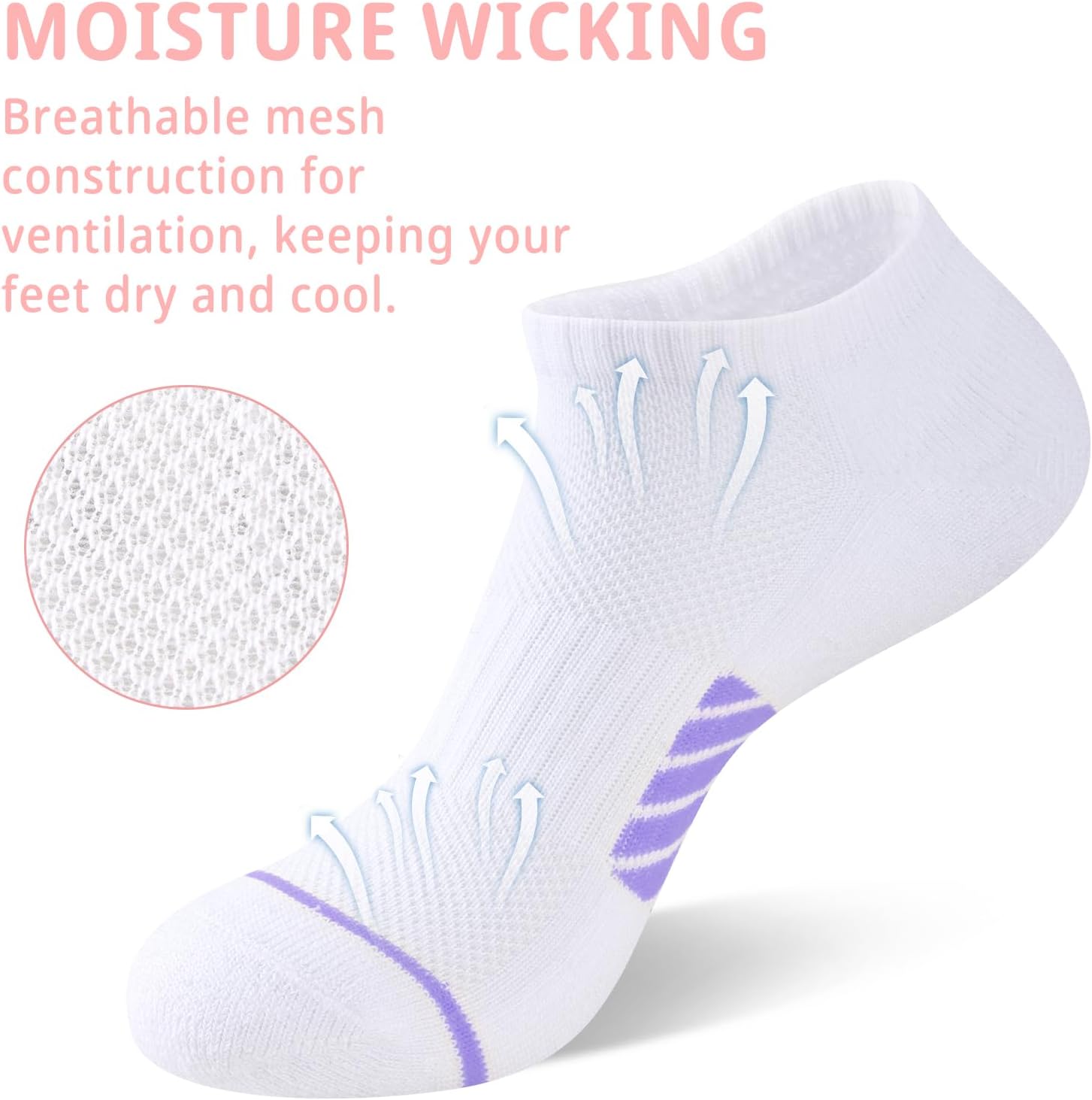 eallco 8 Pairs Ankle Socks for Women Athletic Running Comfort Cushioned Low Cut Socks with Moisture-Wicking - Image 5