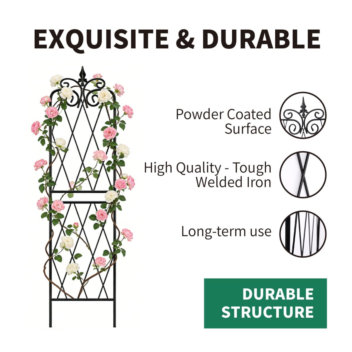 2 Pack 71" H x15 W Trellis,Black Garden Trellis for Climbing Plants Outdoor Metal Frame Sturdy Trellises for Rose