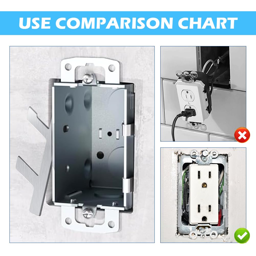 10 Pack Switch Box Support Electrical F Clips Mounting Straps Grip-Lock Old Work Straps and Support for Use with Boxes with Plaster Ears(Switch Box)