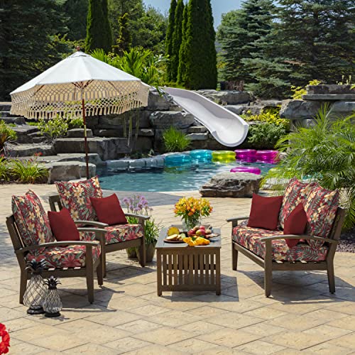 Image of Arden Outdoor Foam Deep Seat Cushions Set, 24x24, Premium High-Density Foam, Never Flattens, Weather-Proof for Patio Chair Sofa Couch, Ruby Clarissa