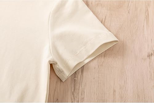 Miniatura 5 de KEEVICI Camisetas de algodón de manga corta con estampado de vaca y fresa para niña