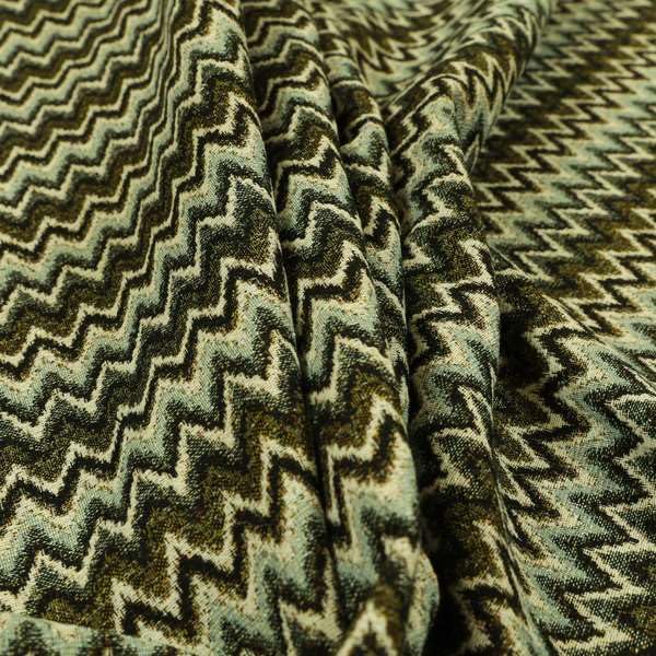 Redbrick Mill Fabrics Flame Retardant Jacquard Tapestry Chevron Pattern Green Blue Colour Chenille Upholstery Fabrics (Per Metre) โ image 1