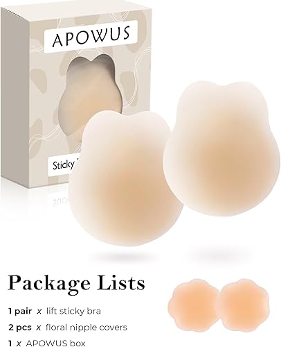 Miniatura 5 de APOWUS Sujetador adhesivo con realce de realce, sujetadores adhesivos, cubiertas de pezón con elevación para vestido sin tirantes sin espalda