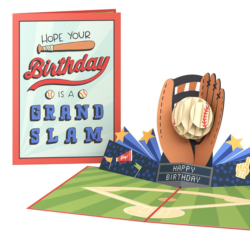 Lovepop Birthday Pop-Up Card for Him - 3D Baseball Greeting Cards for Boys, Men - Grand Slam - 5" x 7" Card - Blank Note Card & Envelope Included