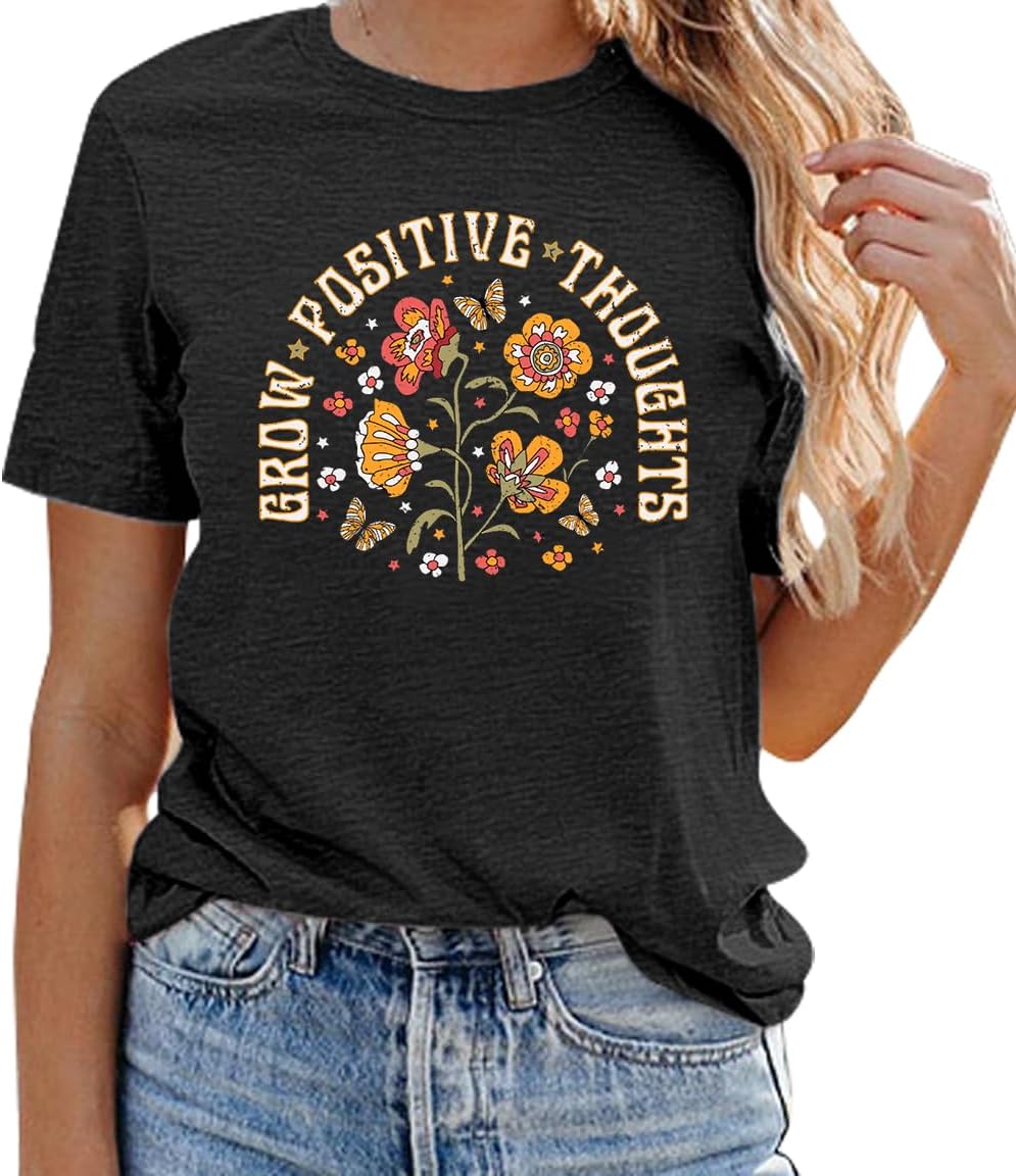 Mental Health Shirts for Women Vintage Flower Tee Shirt Boho Floral T Shirt Wildflower T-Tops Butterfly Tops - Image 4