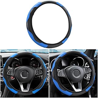 CGEAMDY Funda Volante Coche Universal, Funda de Volante de Coche Microfibra, Antideslizante, Elástica, 37-38cm, Protección Volante Coche Colores Patchwork, Accesorios Coches Interior (Azul)
