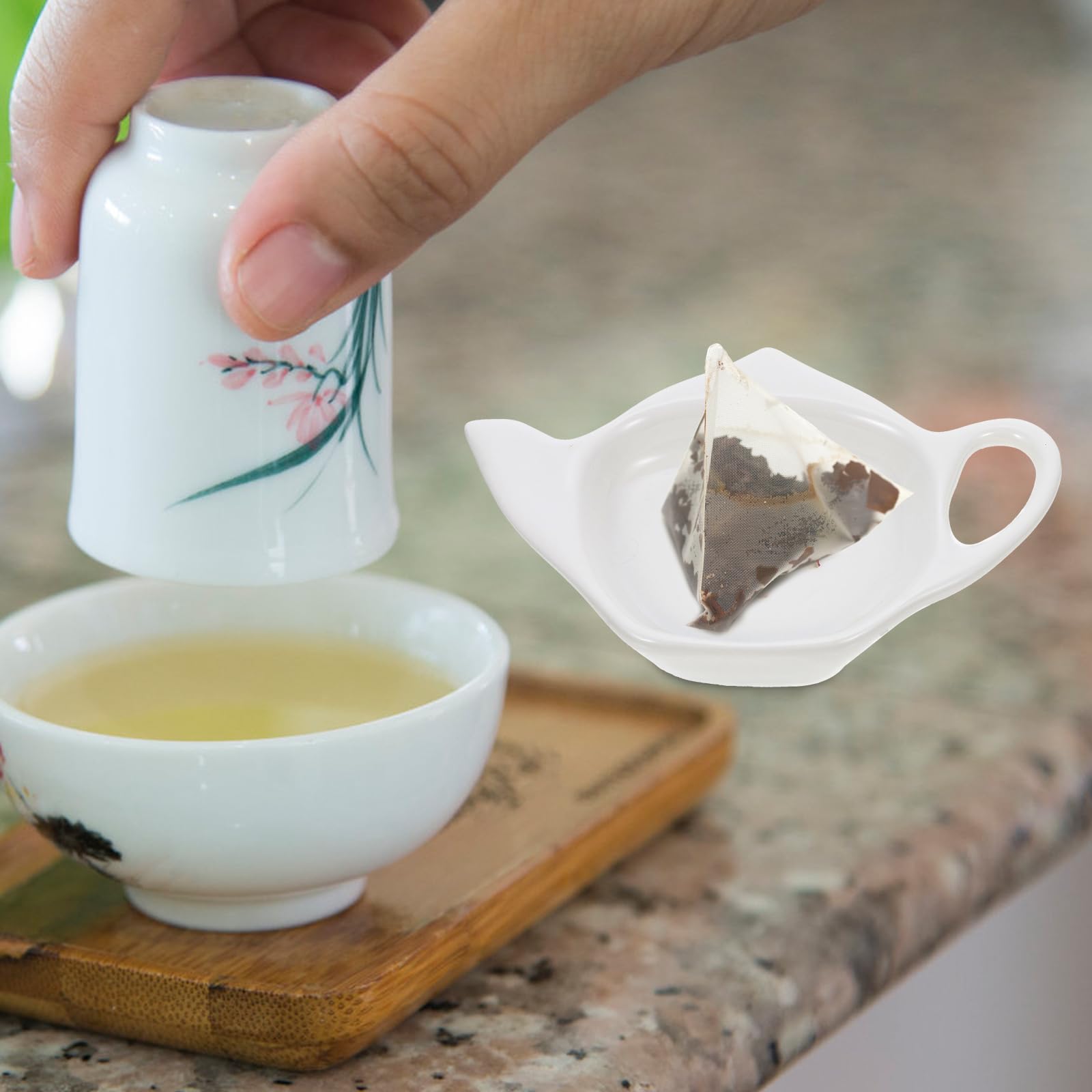 Ceramic Tea Bag Holder Tea Bag Coasters: 2Pack Teapot-Shaped Spoon Rests Tea Bag Storage Rack Classic Teabag Holder Saucer