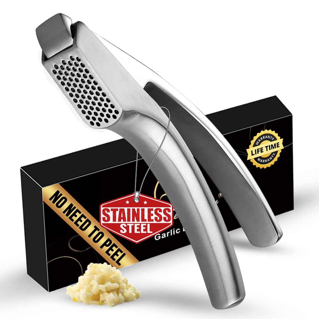 Gourmet Easy Lifetime Replacement Garlic Press, No Need to Peel, Fine Mince