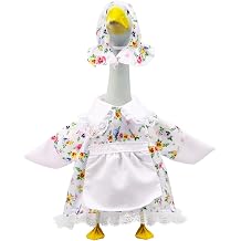 Porch Goose Outfits Clothes, Spring Summer Porch Goose Outfit Costume for 23 Inch Cement Geese Statue, Cute Geese Accessories with Hat Skirt for Outdoor Patio Garden Lawn Yard Decor