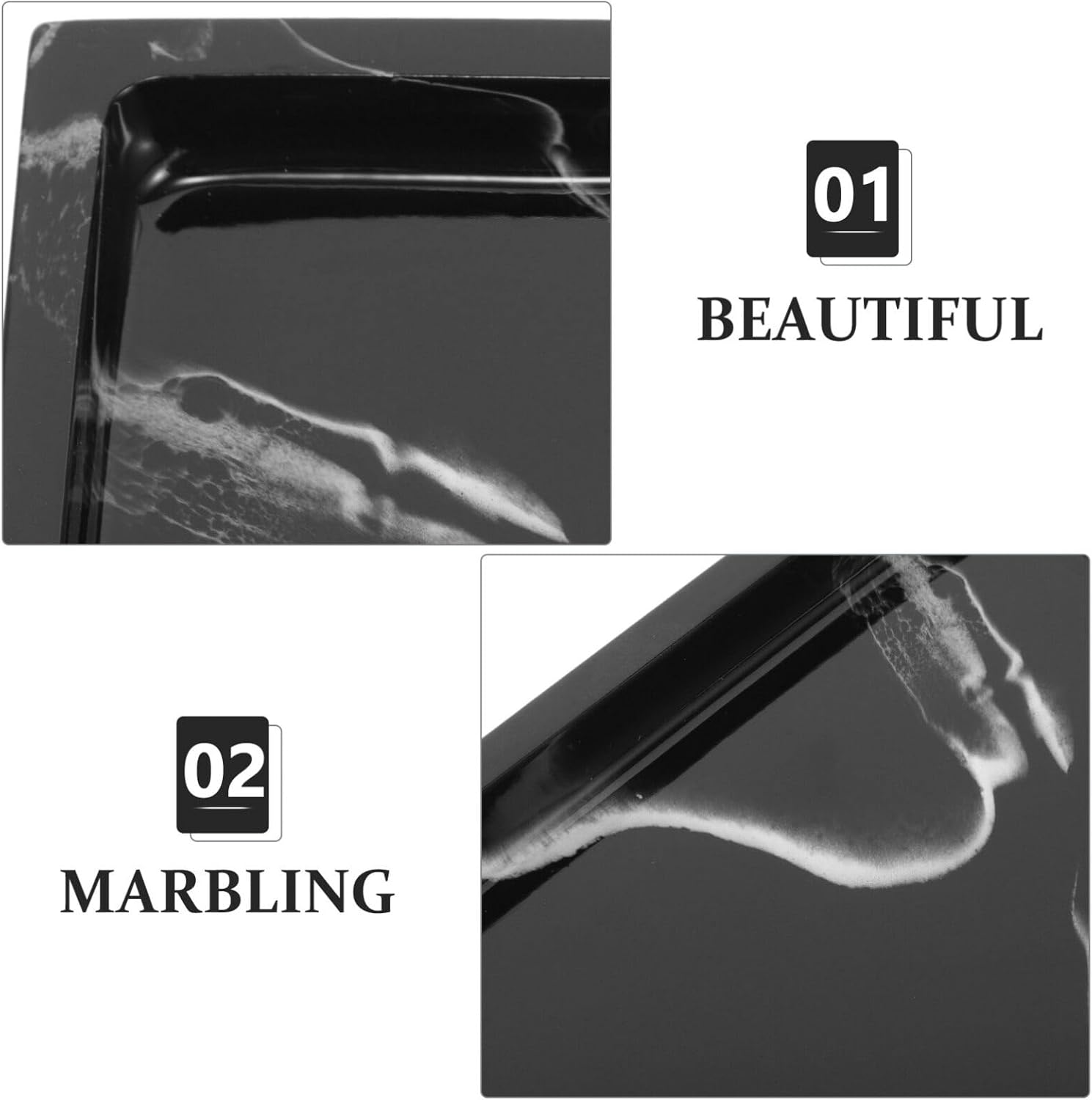 Marbling Pattern Vanity Tray Elegant Countertop Makeup Storage Plate for Bathroom and Entryway Decor Easy to Clean Resin Material for Organizing Perfume and Jewelry
