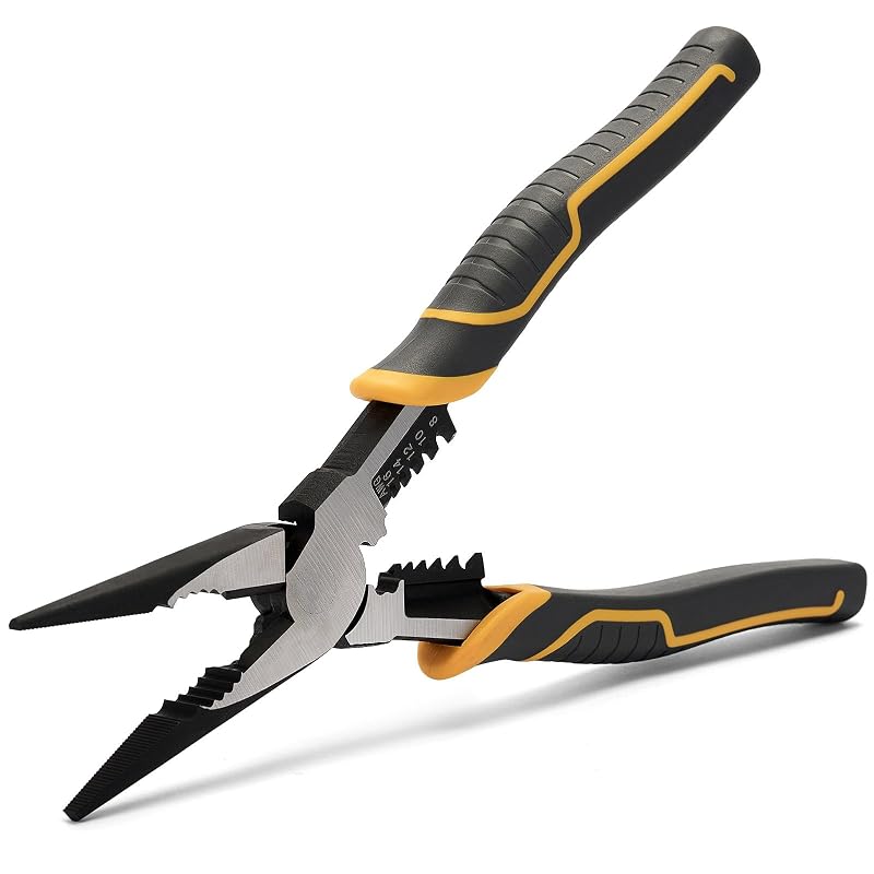 Alicate de Bico Multifuncional Fancytool 6 em 1 com Corte, Decapagem, Crimpagem e Torção em Aço Cromo-Vanádio, 22,9 cm