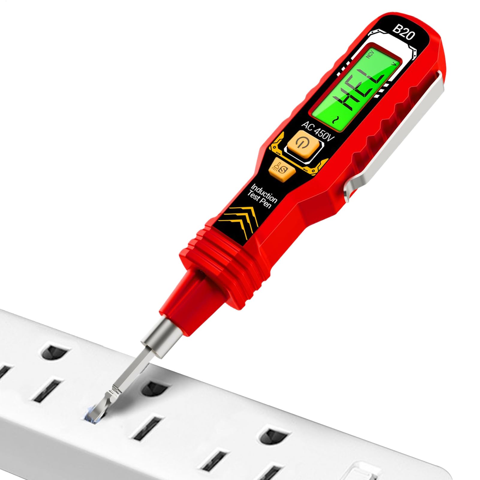 Voltage Tester, Double-Head Electrical Outlet Voltage Detector, Auto-Ranging Measuring Tool with LED Light, High-Accuracy Circuit Breaker Finder for Electrical Inspection