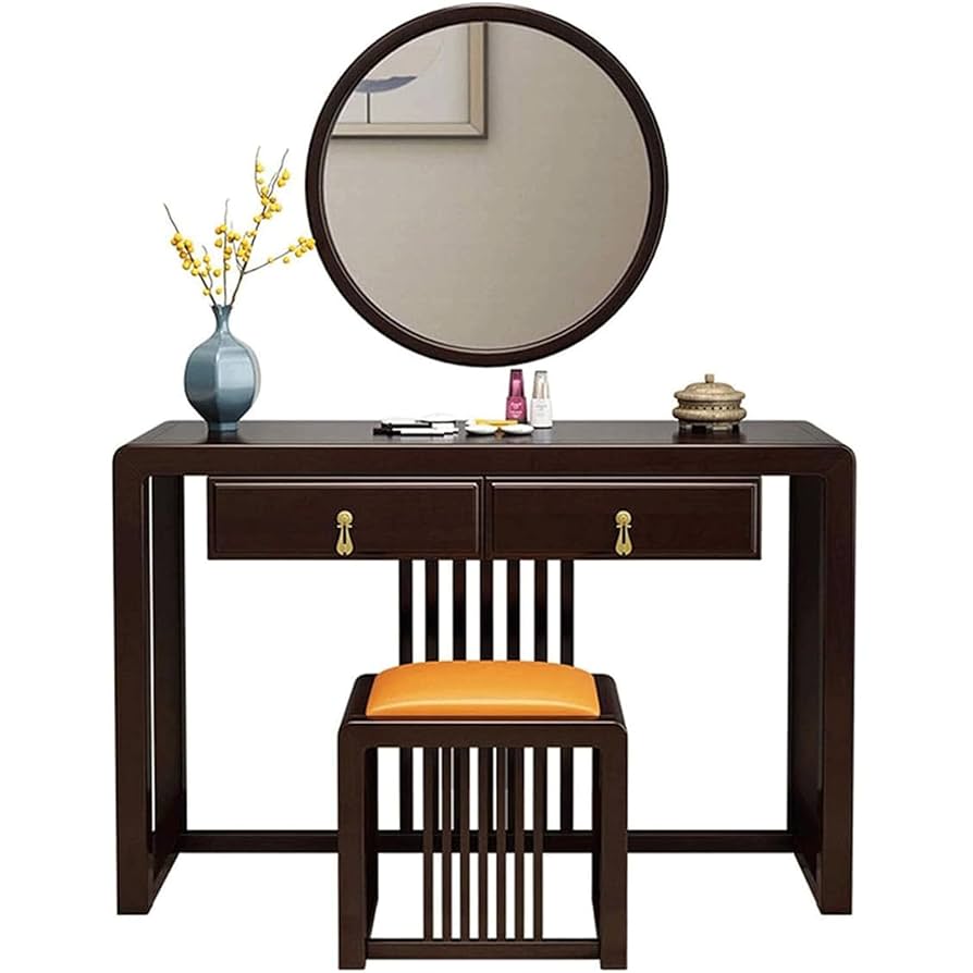 Amazon｜ドレッサー 無垢材の化粧台、中国のレトロスタイルの
