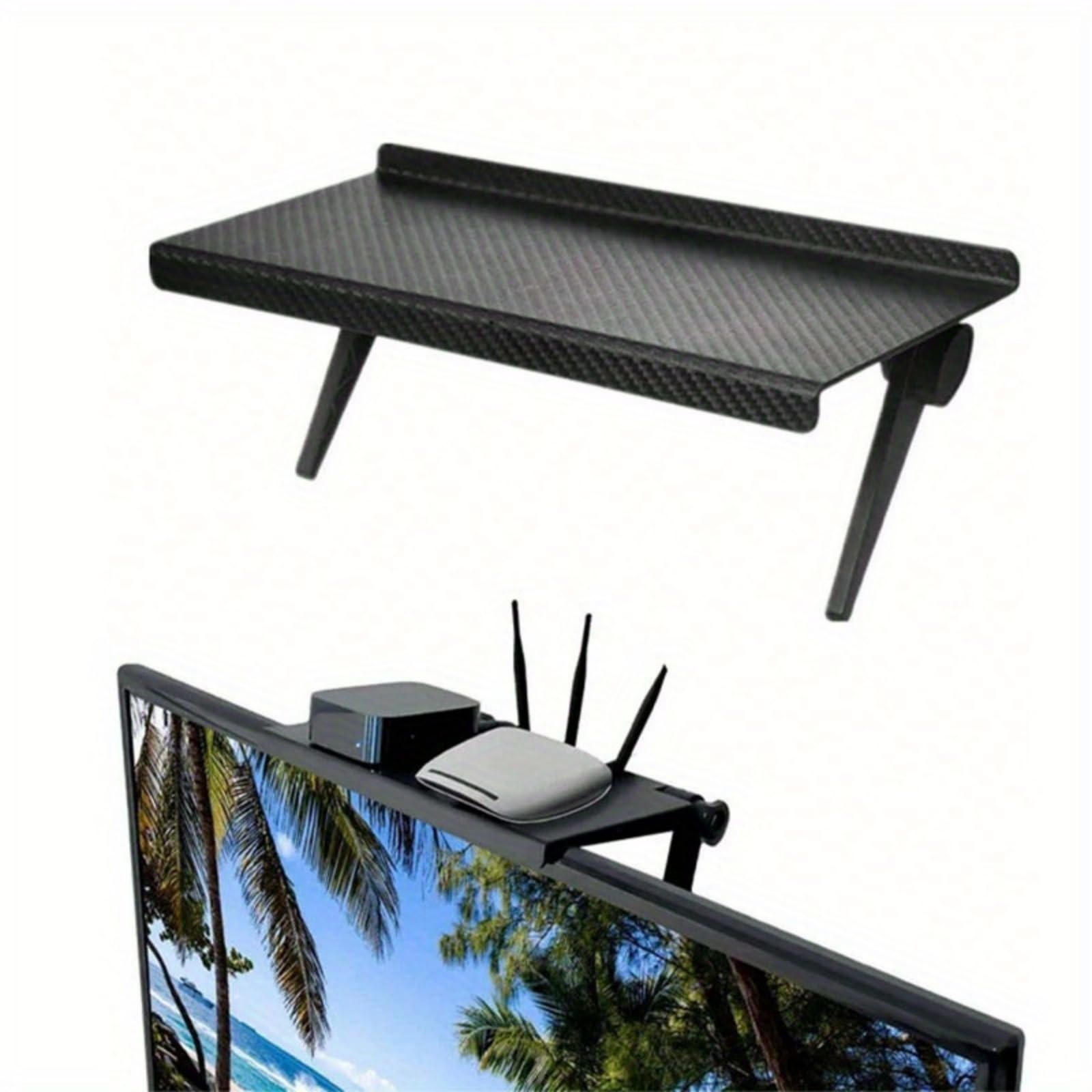 TV Top Shelf Screen Monitor Top Storage Bracket Computer Screen Shelf Adjustable Bracke for Media Boxes Game Console Router Home Mount-9.45x4.33in
