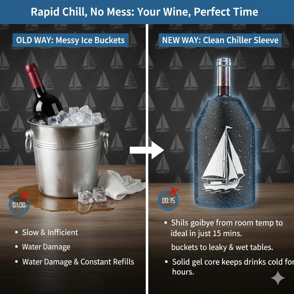Universal Wine Chiller Sleeve for All Bottles - Rapidly Cools & Keeps Wine, Champagne & Beer Ice-Cold in Minutes - Portable No-Mess Gel Cooler for Picnics & Parties — Amazon image 6
