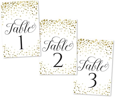 amazon com 1 25 gold glitter table number double sided signs for wedding reception restaurant birthday event calligraphy printed numbered card set centerpiece decoration setting reusable frame stand 4x6 size home kitchen