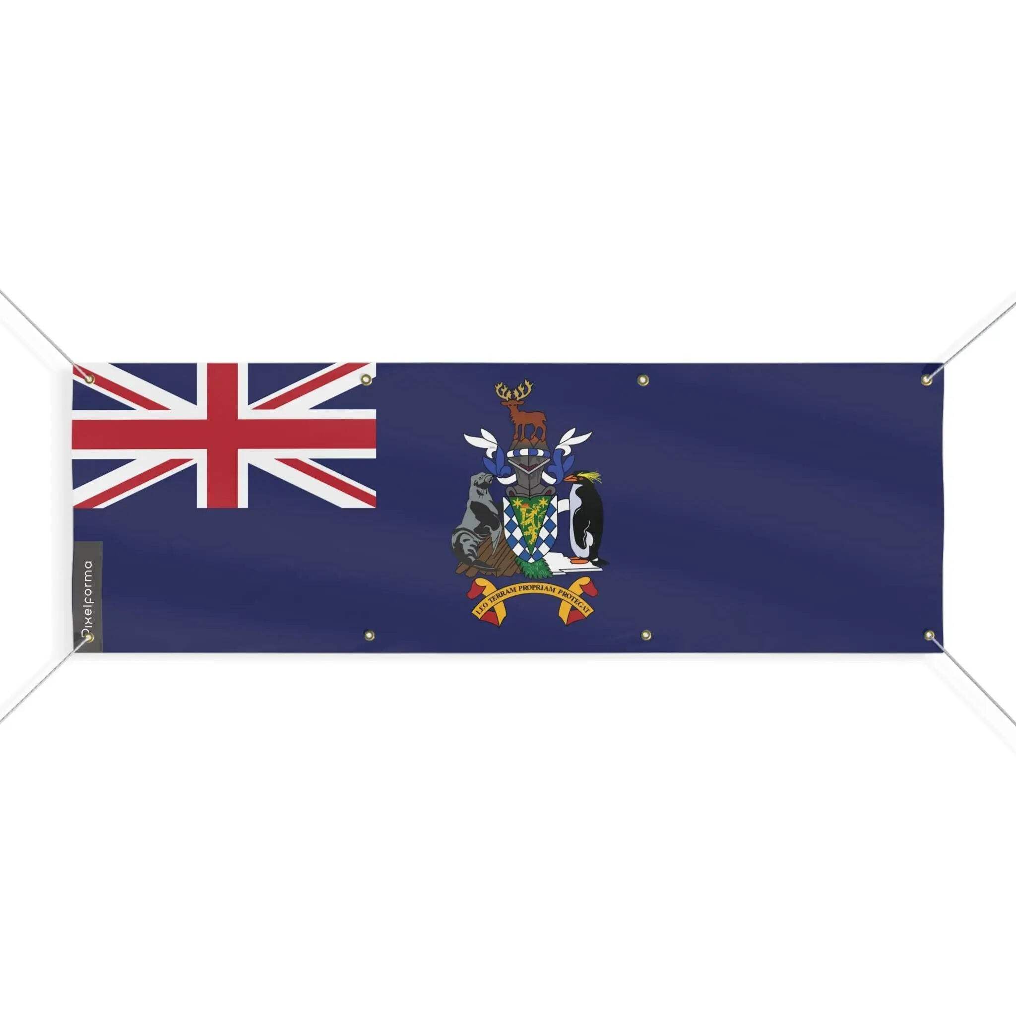 Drapeau Géorgie du Sud résistant au vent 8 oeillets renforcés 140x420 - 4