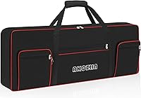Vista 9 de AKOZLIN Funda para teclado de piano eléctrico de 61 teclas con correas ajustables y 5 bolsillos para accesorios de teclado, funda de teclado de 61