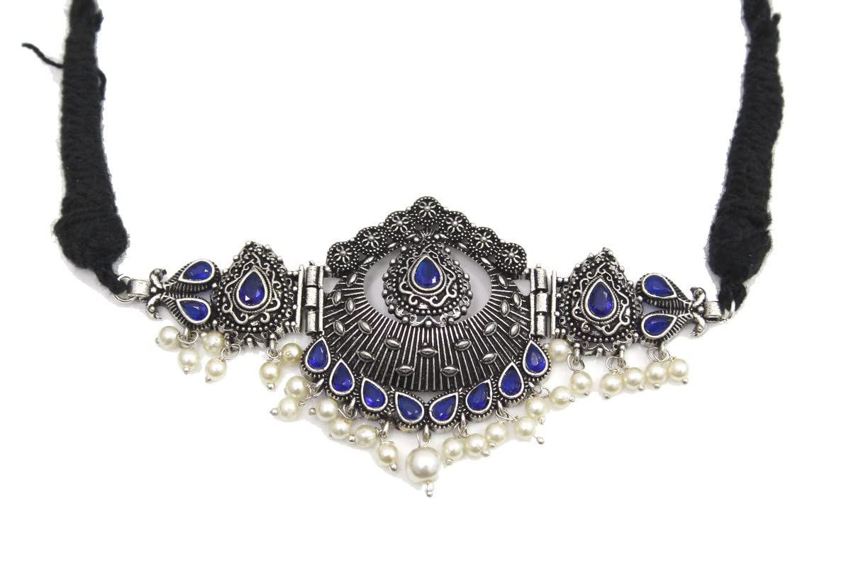 Fancy Choker Necklace Set German Silver Earrings Christmas/Birthday Jewelry