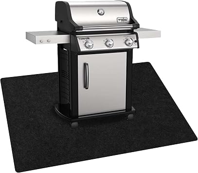 AiBOB Under Grill Mat, Premium Outdoor BBQ Mats Protect Decks and Patios, Absorbent Liquids Pad Under Grills, Reusable, Waterproof, 40x60 Black