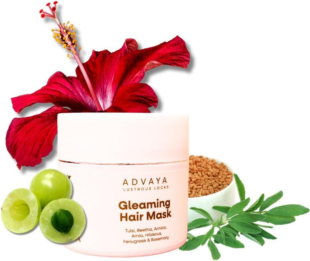 Jivada Gleaming Hair Mask with Rosemary, Hibiscus & Amla | Arnica, Tulsi & Fenugreek | For Dry & Frizzy Hair |Silky & Shiny Hair | All Hair Types | Women & Men | Sulphate & Paraben Free | 100 Gram