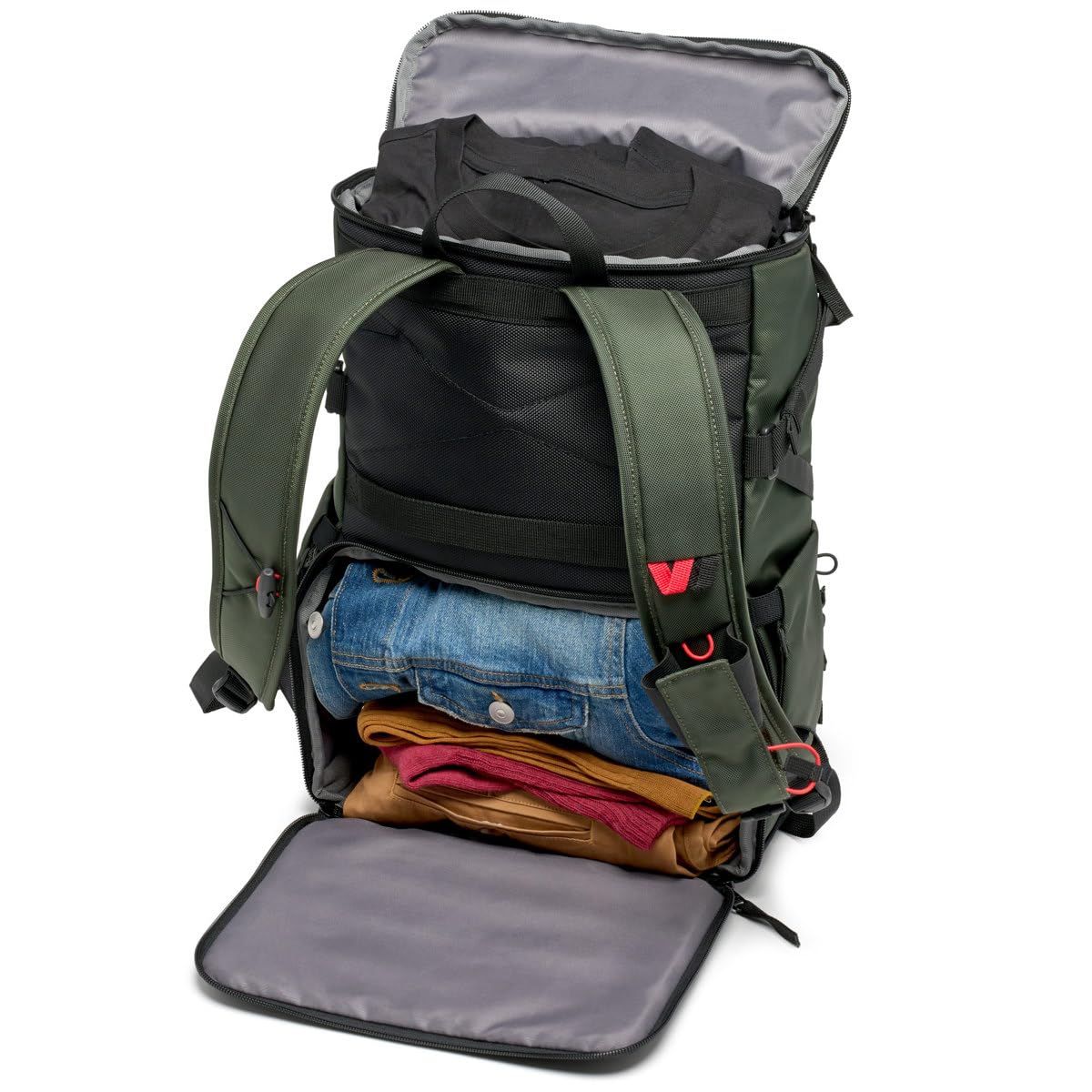 Manfrotto Zaino Street Slim Verde Per Mirrorless E Reflex – Accesso Frontale/Posteriore, Scomparto Laptop 14”