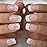 iBeautying Press on Nails - White French Silver Line Semi-Transparent False Nails | UV Gel Finish Medium Short Square Round Shape Reusable Fake Nails - 24 Nail Kit with Jelly Glue Pad