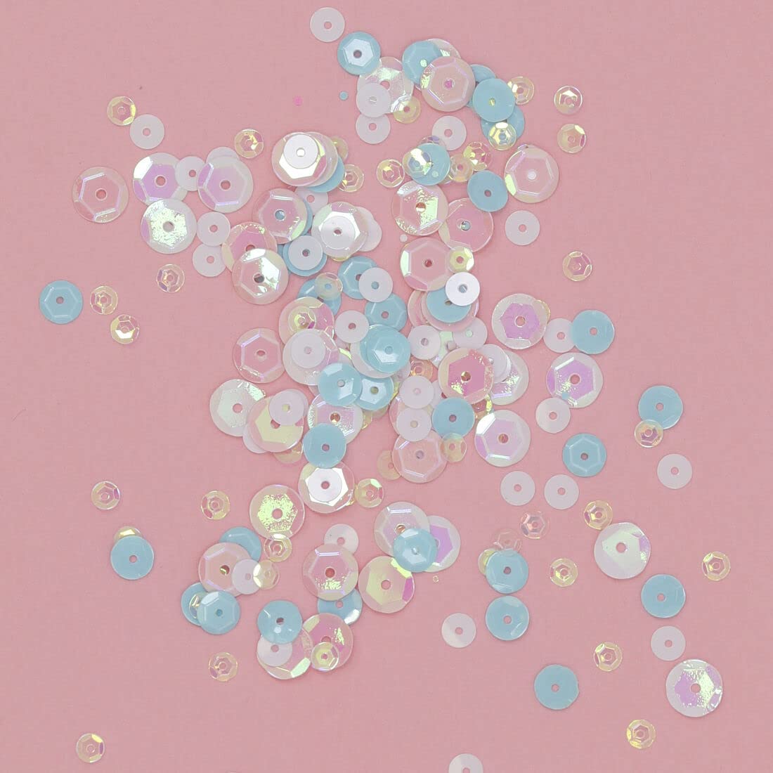 Paillettes Mélangées Craftelier - Formes Cercles/diamants, Tailles Variées, Couleurs Rose, Bleu, Blanc - Pour Scrapbooking, Cartes, Déco