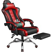 Yaheetech Sedia Gaming Ergonomica Massaggiante Reclinabile con Poggiapiedi Poggiatesta