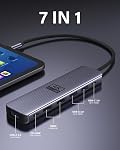 USB C to Dual HDMI Adapter, Newmight 7-in-1 USB-C Docking Station Dual Monitor Multiport Dongle with 2 HDMI 4K 60HZ, 3 USB 3.0, USBC 3.0 Data Port, 100W PD for MacBook Pro, iPhone 15/Pro Max, HP, Dell