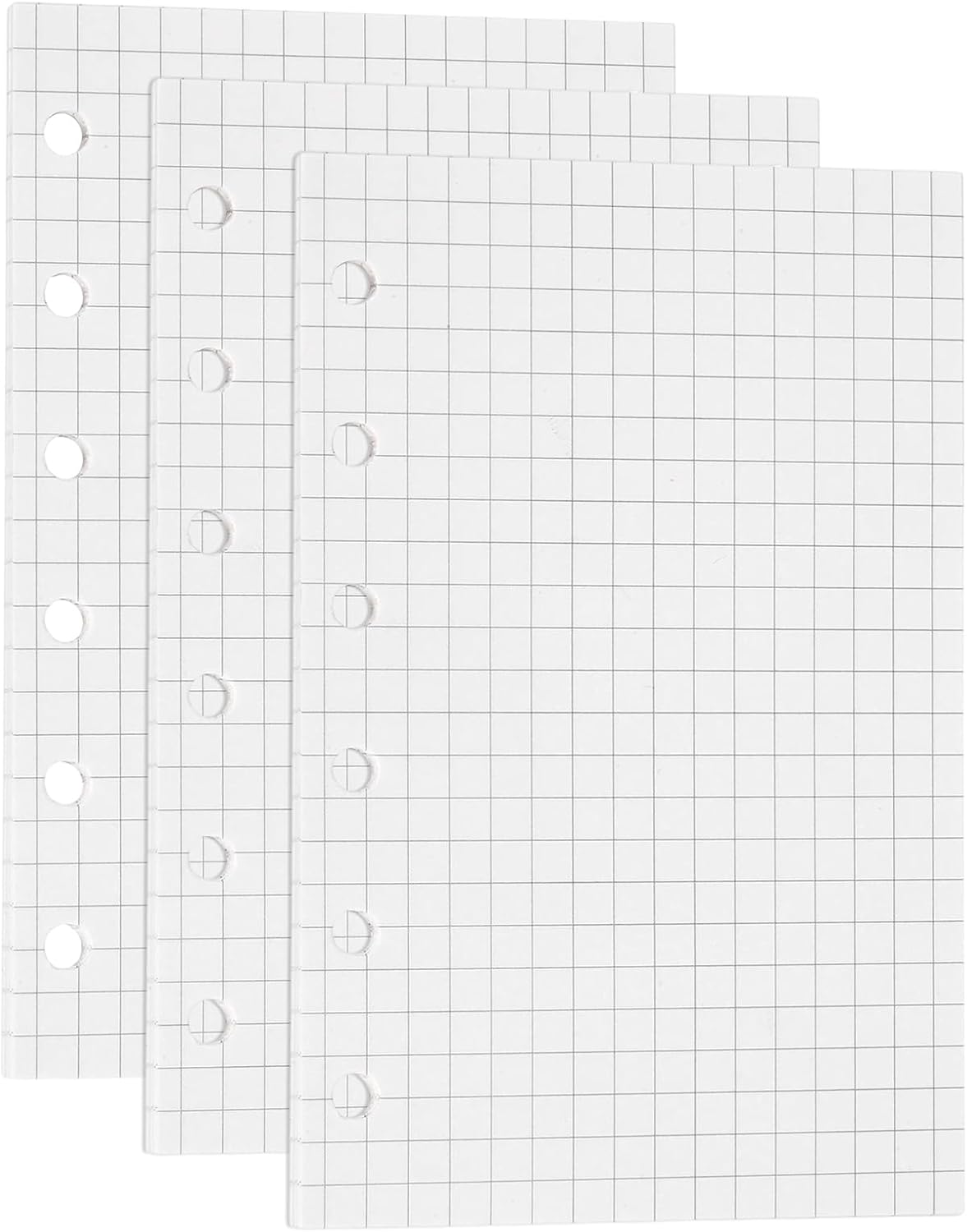 135 Sheets A7 Planner Inserts Grid Binder Inserts | (6 Holes Binder Refill Paper 100GSM) Suited to Journaling/Planner/Notebook/Teacher Office Supplies
