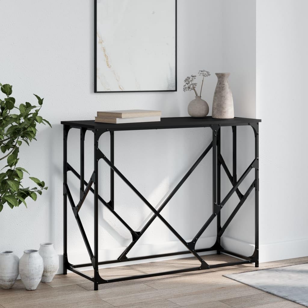 Mesa consola de madera con marco de metal resistente para decoración minimalista