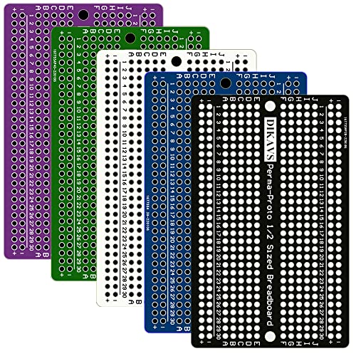 Dikavs 1/2 Sized Double Sided Prototype Pcb Prototype Board Solder-Able Breadboard For Arduino (5Pack, Multicolor) #TOP5