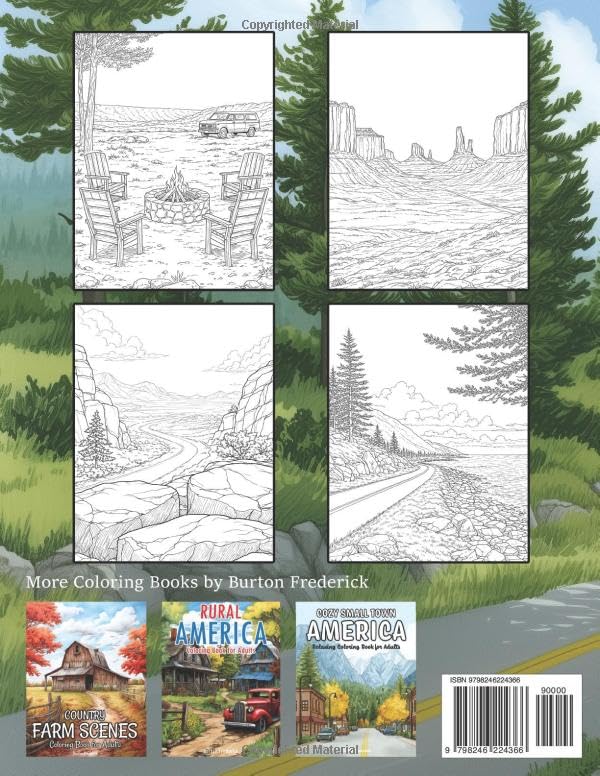 American Road Trip: Coloring Book for Adults Featuring Iconic Roads, Scenic Landscapes, and Travel Across the United States image 3