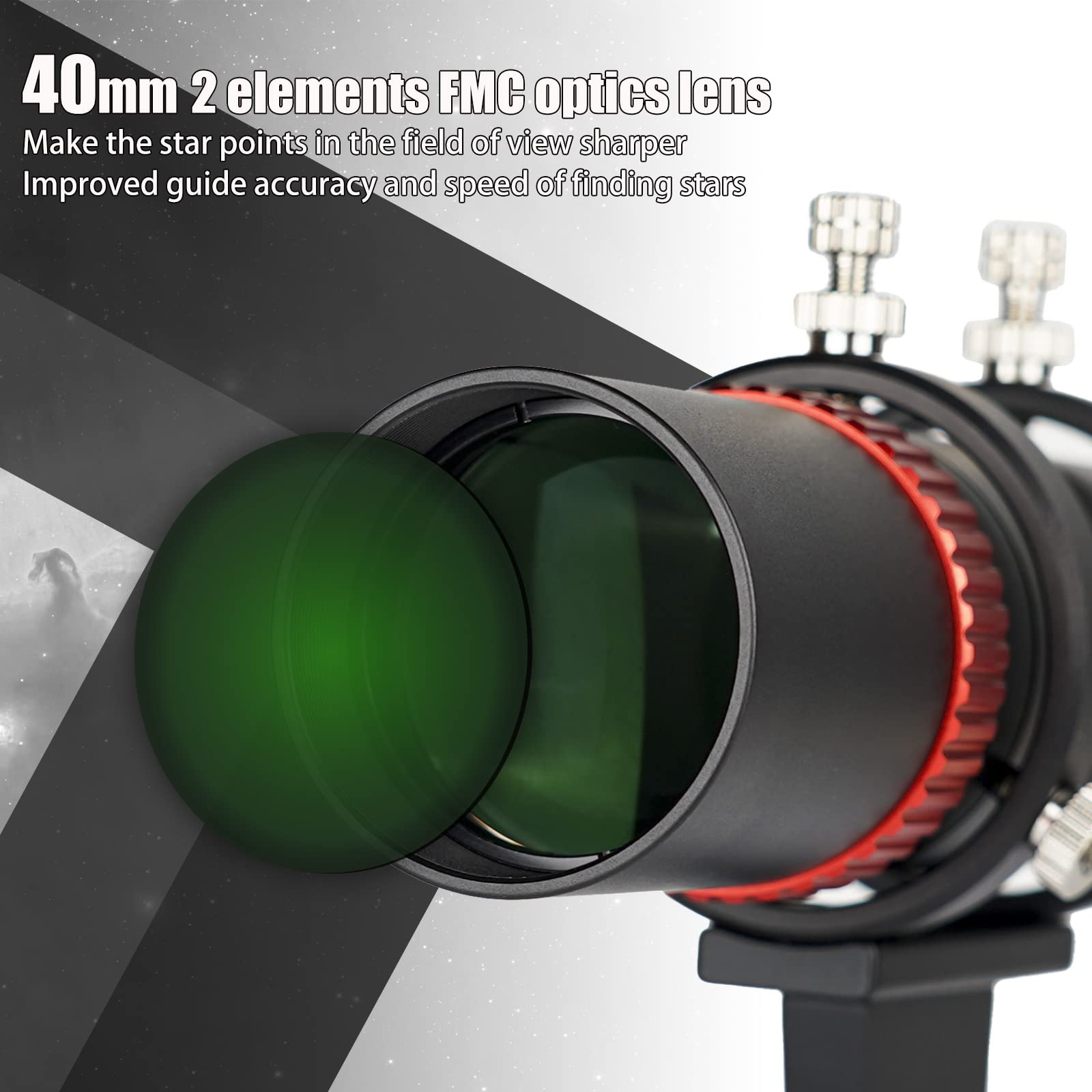 Svbony SV165 Mini Guide Scope 40F4, 1,25Zoll FMC-Beschichtung mit Spiralförmigem Fokussierer, Koaxiale Ausrichtung, Einstellbar Aluminiumlegierung, Kompatibel mit ZWO QHY Auto Guide Find Camera